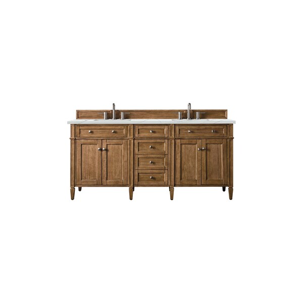James Martin Vanities Brittany 72in Double Vanity, Saddle Brown w/ 3 CM Ethereal Noctis Quartz Top 650-V72-SBR-3ENC - main
